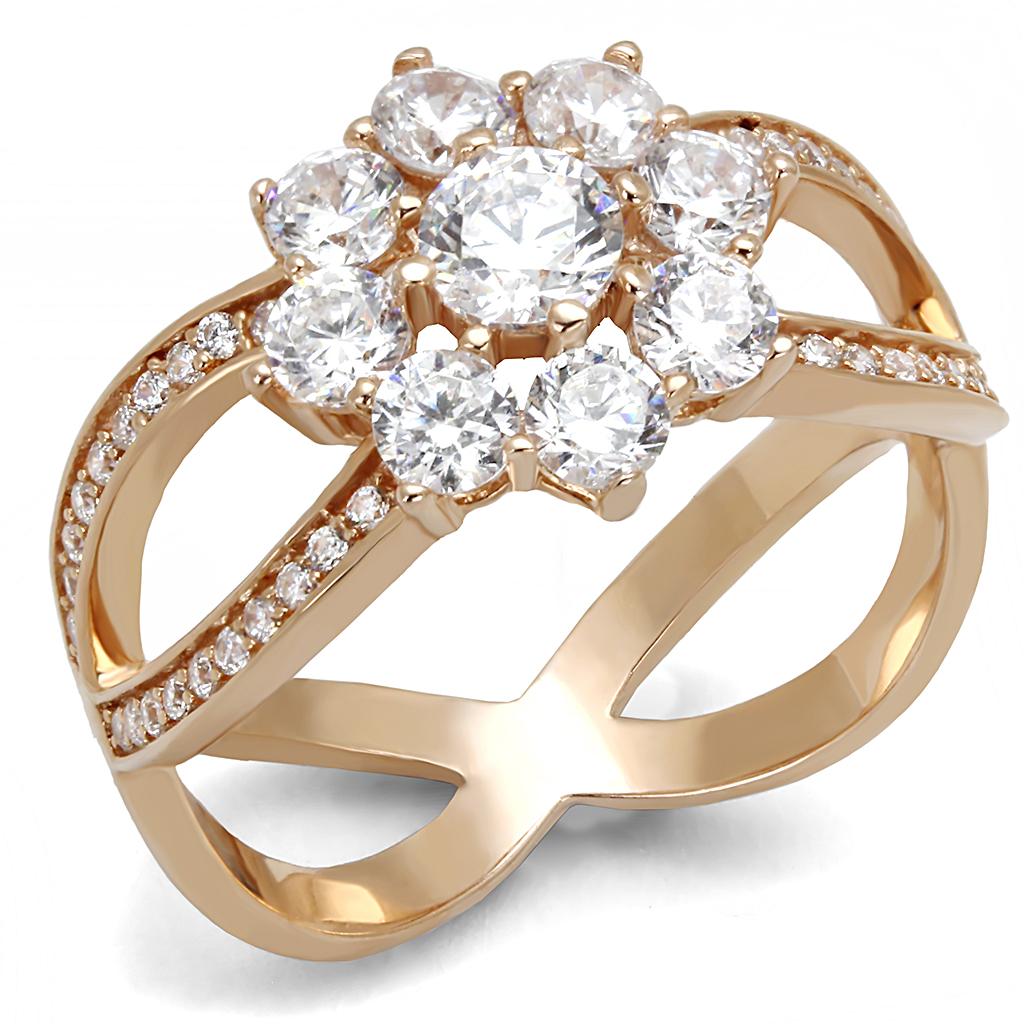TS586 – Rosévergoldeter 925 Sterlingsilber-Ring mit AAA-Zirkonia