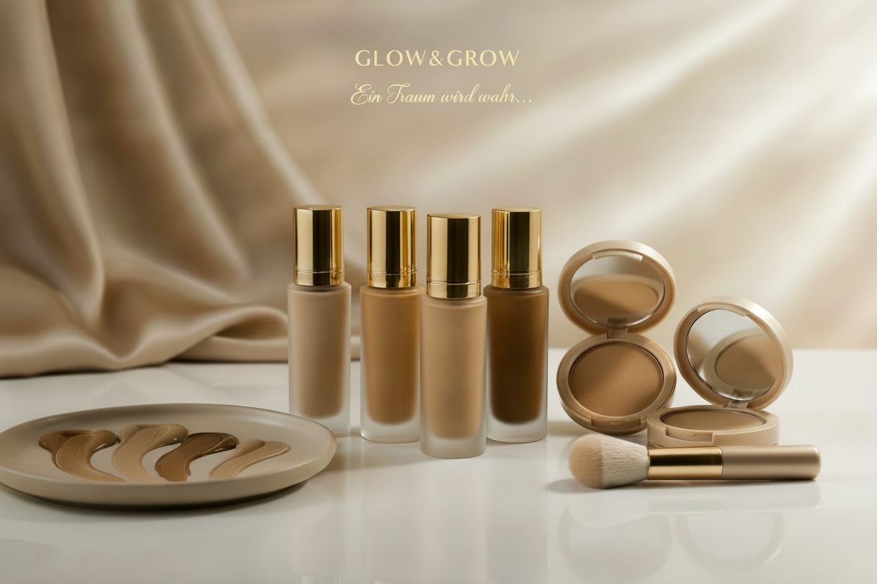 Aurum Glow! Auf diesem Bild sind verschidene Foundations zu sehen.