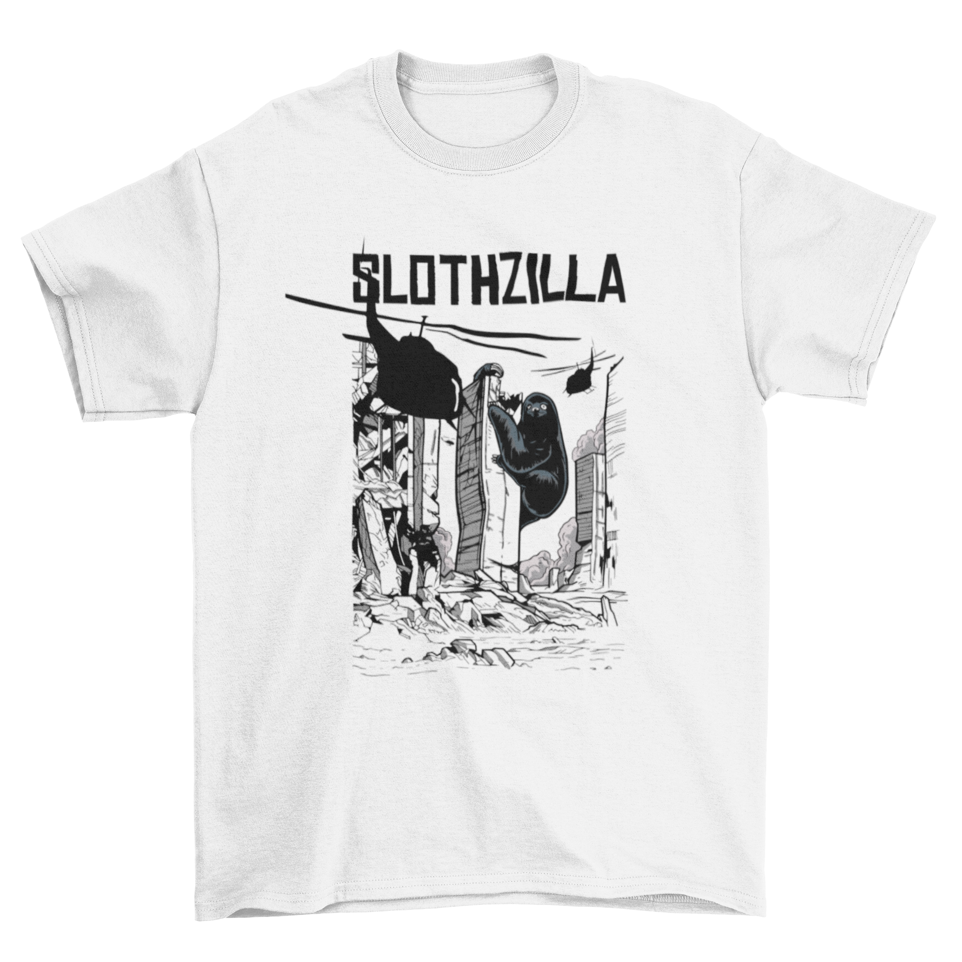 Slothzilla Lustiges T-Shirt – Witziges Grafik-Shirt für Faultier-Fans