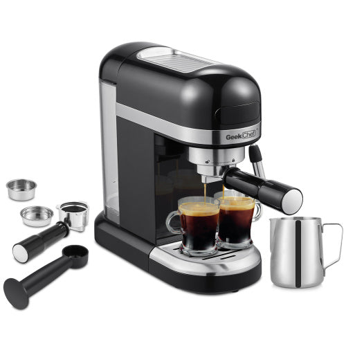 Espressomaschine mit 20 Bar Druck und 1350W für professionellen Kaffeegenuss.