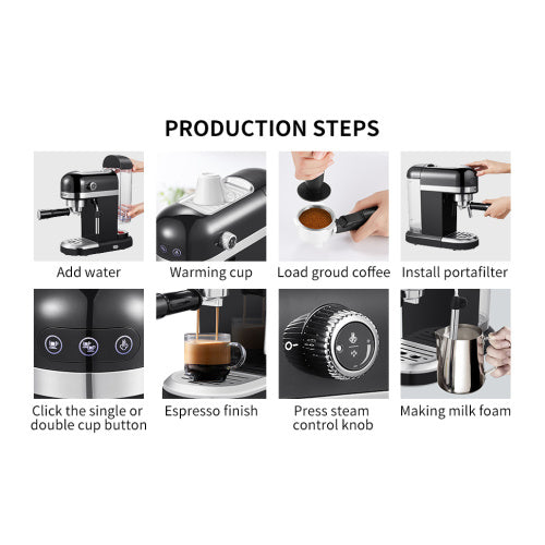 Espressomaschine 20 Bar 1350W – Professioneller Kaffeegenuss zuhause