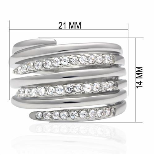 LO2075 – Rhodinierter Messing-Ring mit klarem AAA-Zirkonia